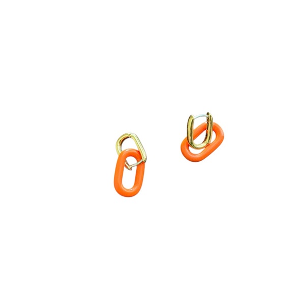 Orange and Gold Hoop Earrings, 2 piece, 9.25 silver & acrylic - Picture 3 of 3